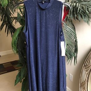 TIANA B Navy Blue Sleeveless Sparks Dress